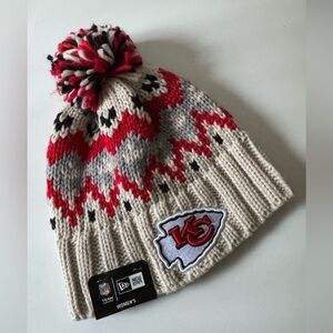 New Era Cream, Red & Gray Kansas City Chiefs Pom Beanie